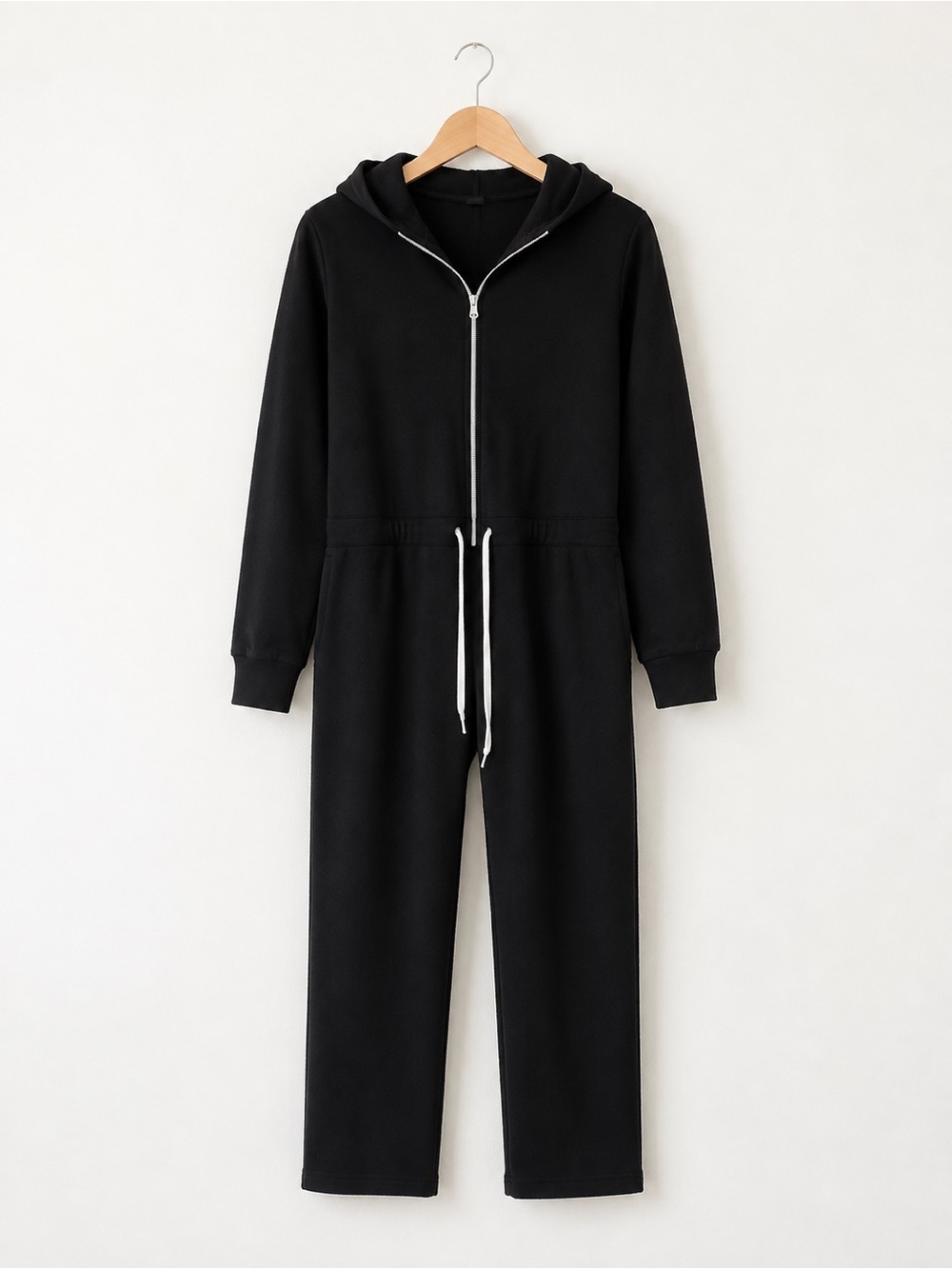 Smash + Tess Black Zip-Front Hooded Jumpsuit